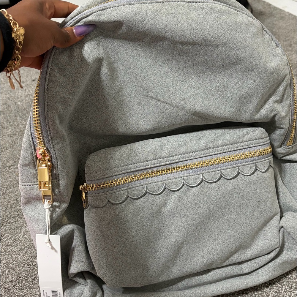 Stoney Clover Lane Gray Backpack with scallops